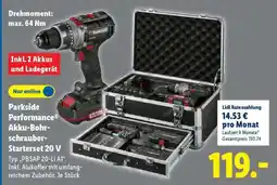 Lidl Parkside Performance Akku-Bohrschrauber-Startset 20 V Angebot