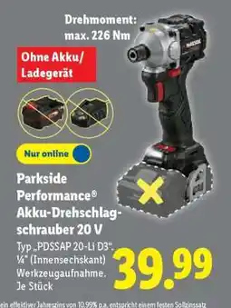 Lidl PARKSIDE PERFORMANCE Akku-Drehschlagschrauber 20 V Angebot