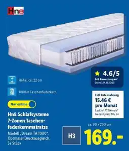 Lidl Hn8 Schlafsysteme 7-Zonen-Taschenfederkernmatratze Angebot