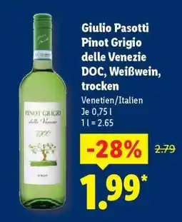 Lidl Giulio Pasotti Pinot Grigio delle Venezie DOC, Weißwein, trocken Angebot