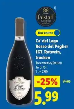 Lidl Ca’ del Lago Rosso del Pegher IGT, Rotwein, trocken Angebot