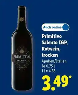 Lidl Primitivo Salento IGP, Rotwein, trocken Angebot