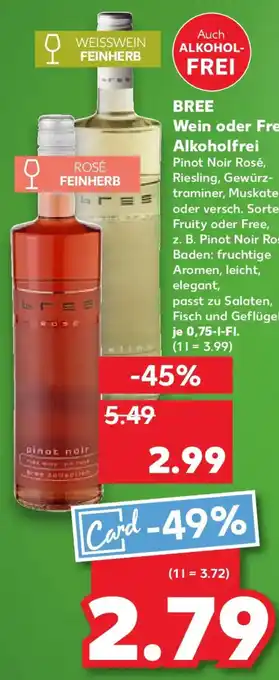 BREE Wein oder Free Alkoholfrei