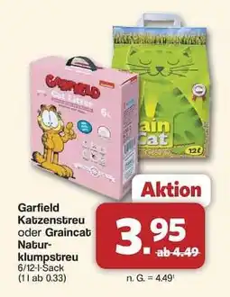 Famila Nord Ost Garfield Katzenstreu oder Graincat Naturklumpstreu Angebot