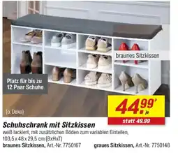 toom Baumarkt Schuhschrank mit Sitzkissen Angebot