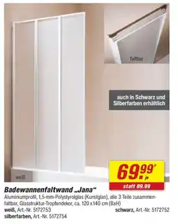 toom Baumarkt Badewannenfaltwand „Jana" Angebot