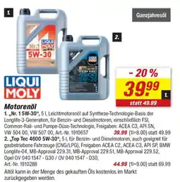 toom Baumarkt LIQUI MOLY Motorenöl 1. „, Nr. 1 5W-30“, Angebot