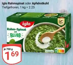 Globus Iglo Rahmspinat oder Apfelrotkohl Angebot