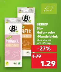 Kaufland BERIEF Bio- Hafer- oder -Mandeldrink Angebot