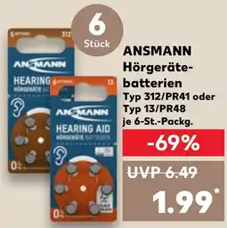Kaufland ANSMANN Hörgerätebatterien Typ 312/PR41 oder Typ 13/PR48 Angebot