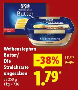 Lidl Weihenstephan Butter/ Die Streichzarte ungesalzen Angebot