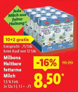 Lidl Milbona Haltbare fettarme Milch Angebot