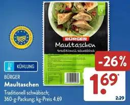 Aldi Süd BÜRGER Maultaschen Angebot