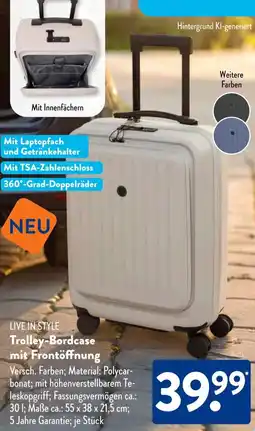 Aldi Süd LIVE IN STYLE Trolley-Bordcase mit Frontöffnung Angebot