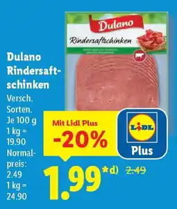 Lidl Dulano Rindersaftschinken Angebot