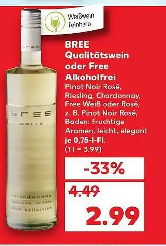 Kaufland Bree Qualitätswein Oder Free Alkoholfrei Angebot