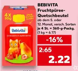 Kaufland BEBIVITA Fruchtpüree- Quetschbeutel Angebot