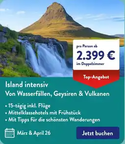 Aldi Süd Island intensiv Von Wasserfällen, Geysiren & Vulkanen Angebot