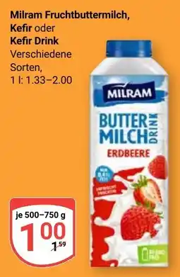 Globus Milram Fruchtbuttermilch, Kefir oder Kefir Drink Angebot