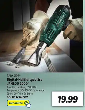 Lidl Parkside Digital-heißluftgebläse „phlgd 2000“ Angebot