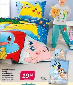 NETTO Pokémon oder Bluey Baumwoll-Bettwäsche Angebot