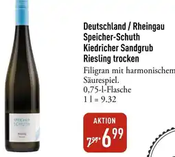 Galeria Markthalle Deutschland/Rheingau Speicher-Schuth Kiedricher Sandgrub Riesling trocken Angebot