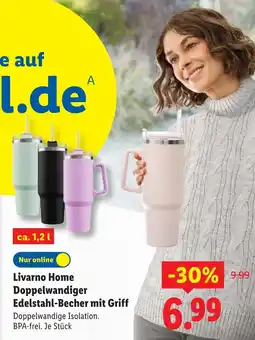 Lidl Livarno home doppelwandiger edelstahl-becher mit griff Angebot