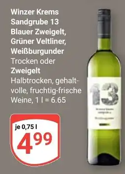 Globus Winzer Krems Sandgrube 13 Blauer Zweigelt, Grüner Veltliner, Weißburgunder Trocken oder Zweigelt Angebot