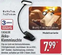 Aldi Nord CASALUX Akku Klemmleuchte Angebot
