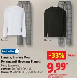 Lidl Esmara/Esmara Men Pyjama mit Hose aus Flanell Angebot