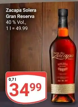 Globus Zacapa Solera Gran Reserva 40% Vol., Angebot