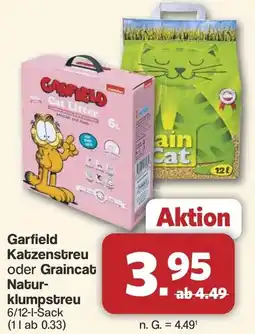 Famila Nord West Garfield Katzenstreu oder Graincat Naturklumpstreu Angebot