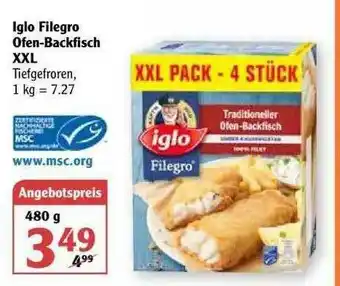 Globus Iglo Filegro Ofen-backfisch XXL Angebot