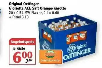 Globus Original Oettinger Glorietta Ace Saft Orange Oder Karotte Angebot