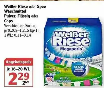 Globus Weißer Riese Oder Spee Waschmittel Pulver, Flüssig Oder Caps Angebot