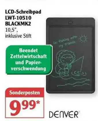 Globus Lcd-schreibpad Lwt-10510 Blackmk2 Denver Angebot