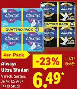 Lidl Always Ultra Binden Angebot