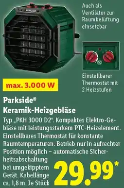 Lidl Parkside Keramik-Heizgebläse Angebot