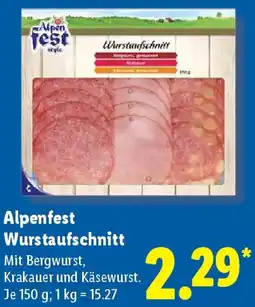 Lidl Alpenfest Wurstaufschnitt Angebot