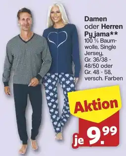 Famila Nord West Damen oder Herren Pyjama Angebot