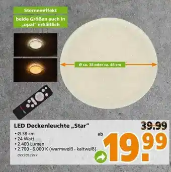 Globus Baumarkt Led Deckenleuchte „star“ Angebot