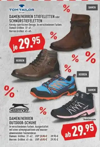 Marktkauf Tom Tailor Damen Oder Herren Stiefeletten Oder Schnürstiefeletten Oder Slazenger Outdoor-schuhe Angebot