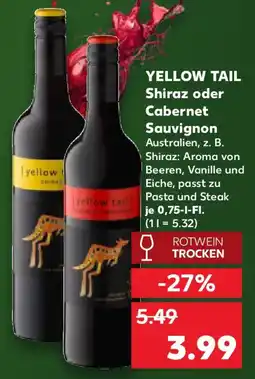 Kaufland YELLOW TAIL Shiraz oder Cabernet Angebot