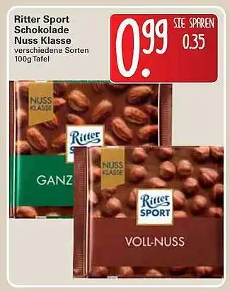 WEZ Ritter Sport Schokolade Nuss Klasse Angebot