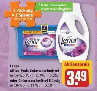 REWE Lenor Allin1 Pods Colorwaschmittel Oder Colorwaschmittel Flüssig Angebot