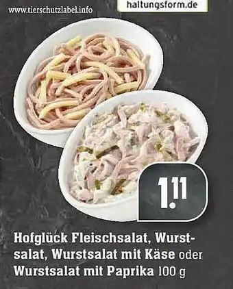 Scheck-in-Center Hofglück Fleischsalat Wurst-salat Wurstsalat Mit Käse Oder Wurstsalat Mit Paprika Angebot