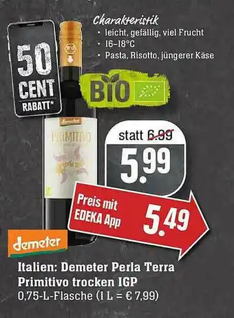 Scheck-in-Center Demeter Italien: Demeter Perla Terra Primitivo Trocken Igp Angebot