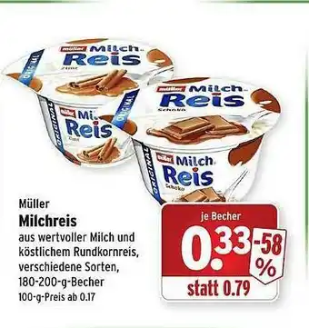 Wasgau Müller Milchreis Angebot