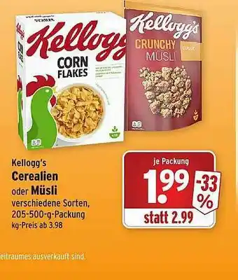 Wasgau Kellogg's Cerealien Oder Müsli Angebot