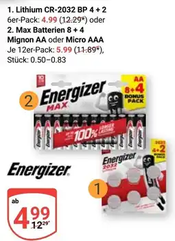 Globus Energizer 1. Lithium CR-2032 BP 4 +2 Angebot